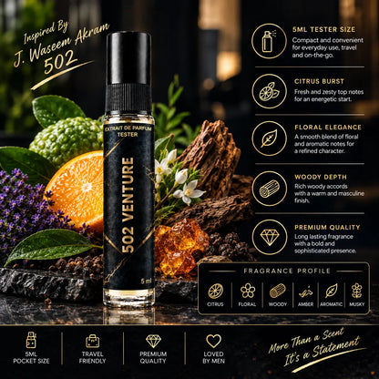 Impression of 502 Venture | 5ml Perfume Tester for Men | Fresh Citrus Woody