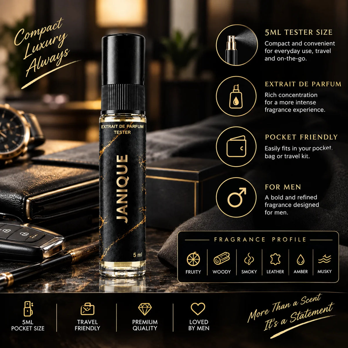Impression of Janan J | 5ml Perfume Tester for Men | Fruity Woody Smoky