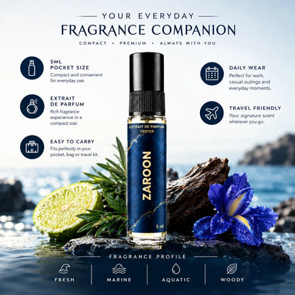 Impression of Zarar Blue | 5ml Perfume Tester for Men | Fresh Aquatic