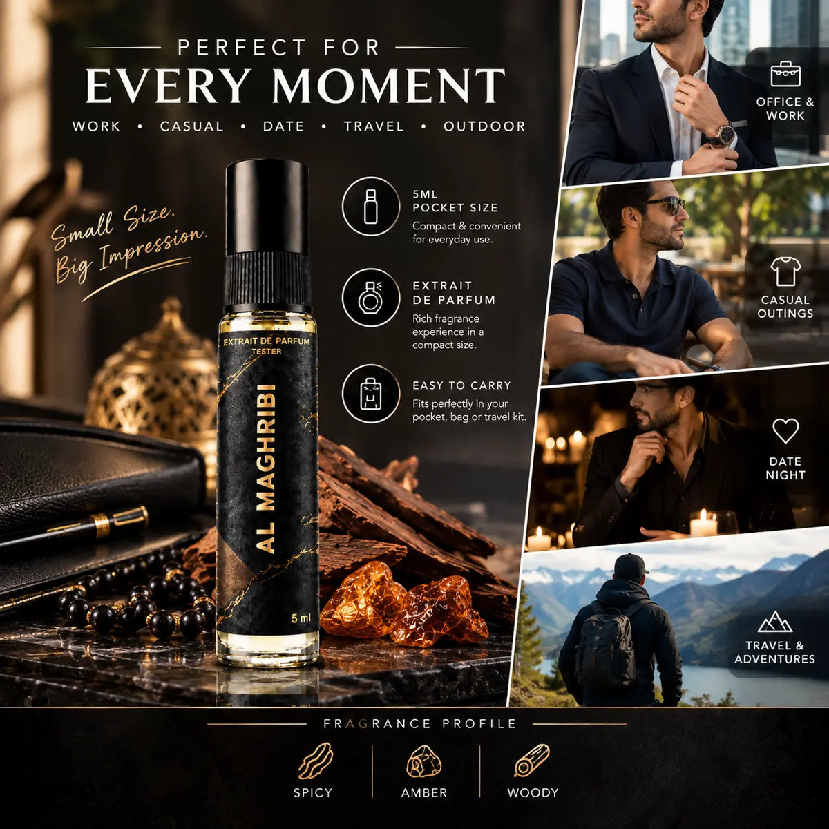 Impression of Marj | 5ml Perfume Tester for Men | Spicy Amber Woody