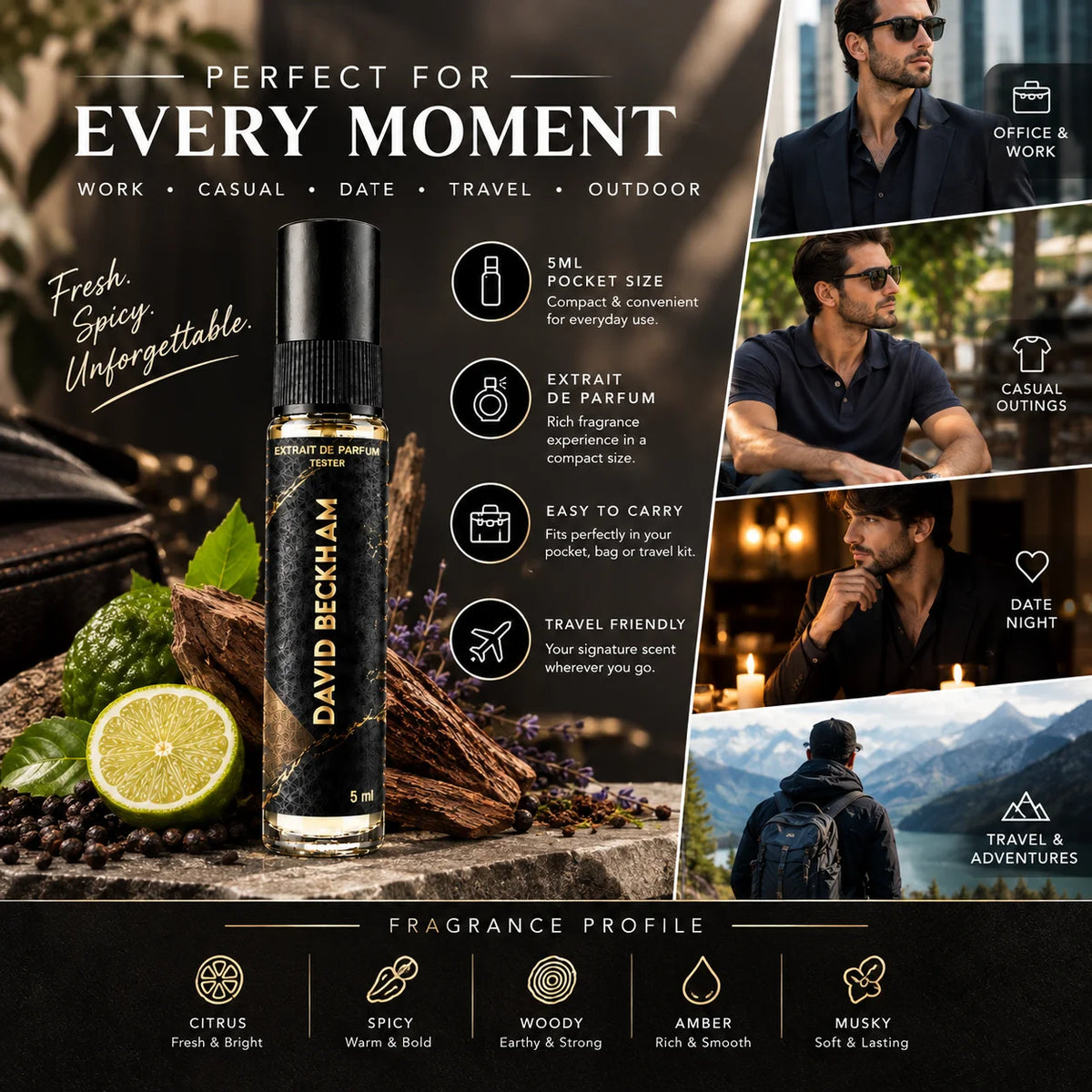 Impression of David Beckham | 5ml Perfume Tester for Men | Fresh Spicy Woody