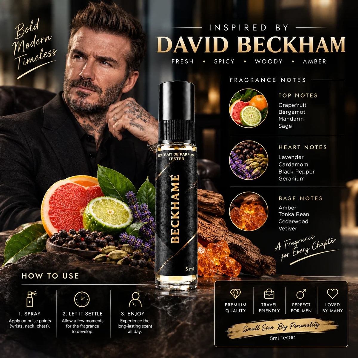 Impression of David Beckham | 5ml Perfume Tester for Men | Fresh Spicy Woody