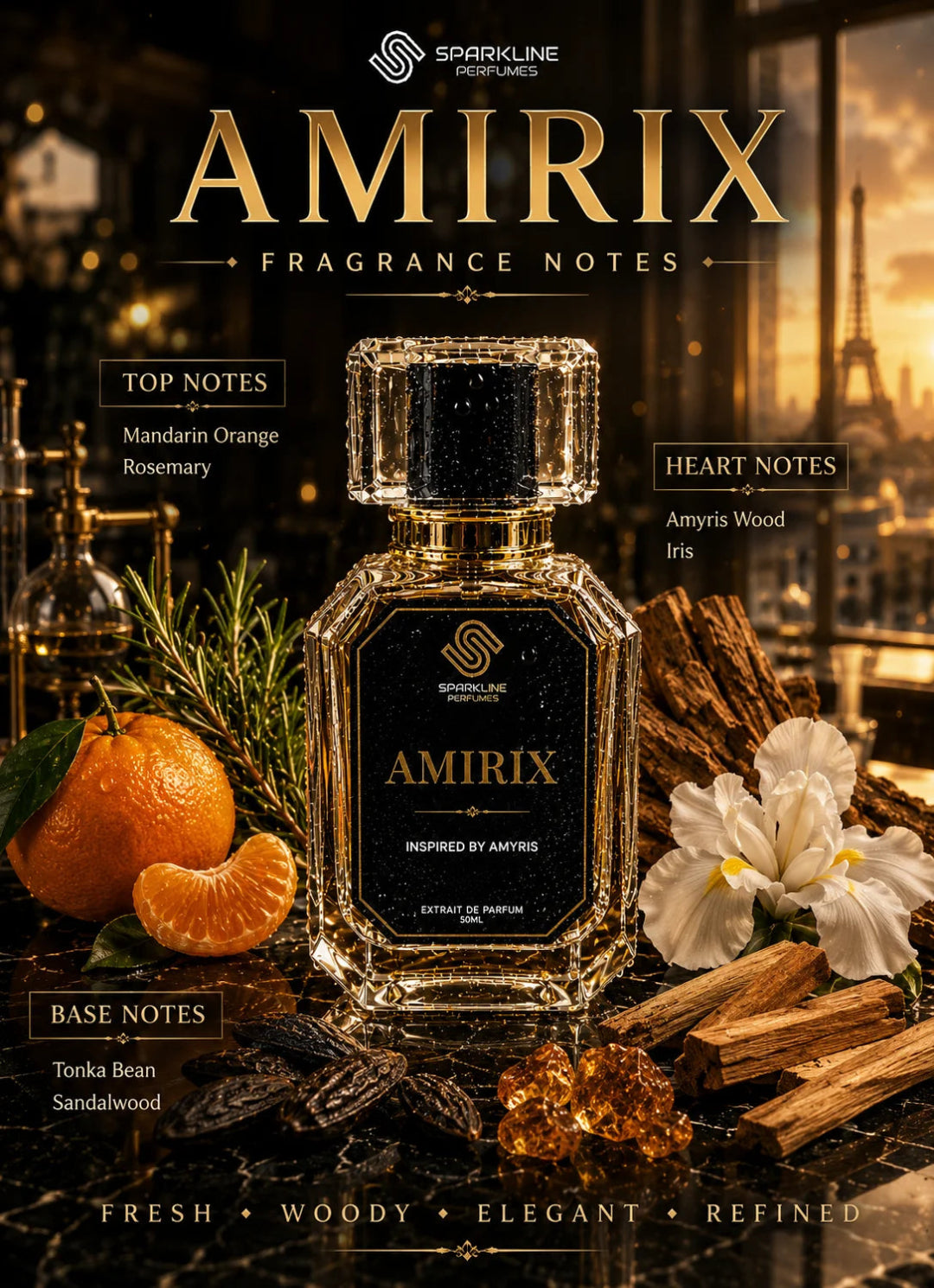 Amyris Inspired Perfume | 50ml Extrait De Parfum | Sparkline