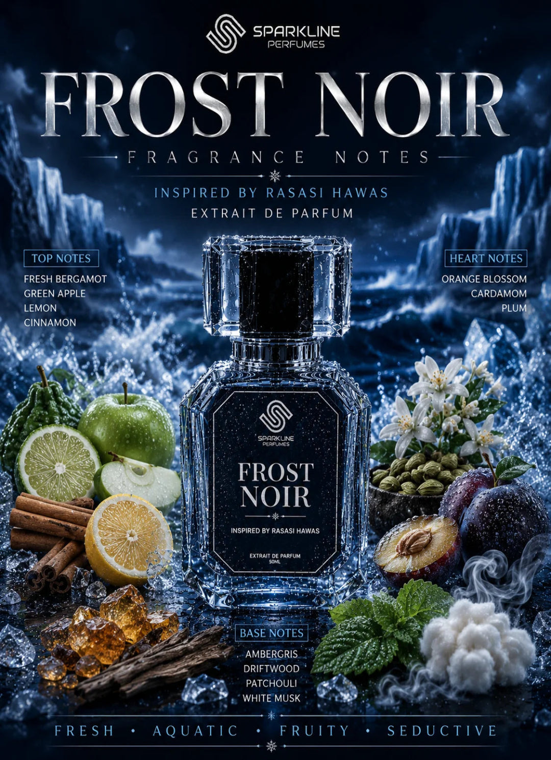 Rasasi Hawas Inspired Perfume  | 50ml Extrait De Parfum | Sparkline